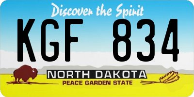 ND license plate KGF834