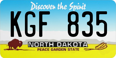 ND license plate KGF835