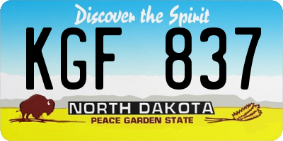 ND license plate KGF837