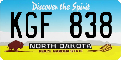 ND license plate KGF838