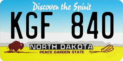 ND license plate KGF840