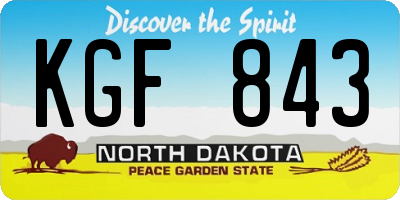 ND license plate KGF843