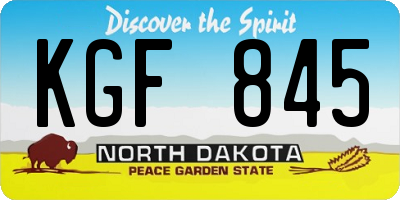 ND license plate KGF845