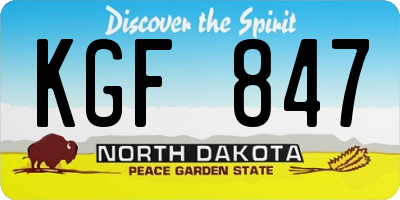 ND license plate KGF847