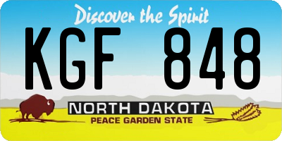 ND license plate KGF848
