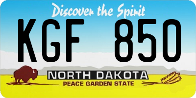 ND license plate KGF850