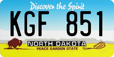 ND license plate KGF851