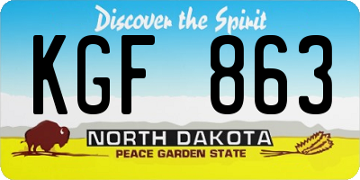 ND license plate KGF863