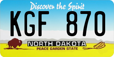 ND license plate KGF870