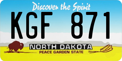 ND license plate KGF871