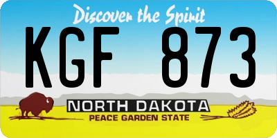 ND license plate KGF873