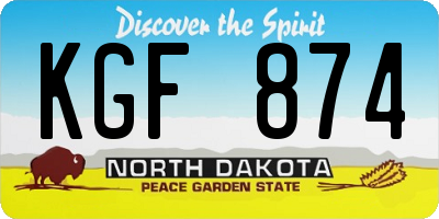 ND license plate KGF874