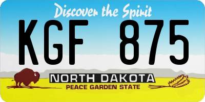 ND license plate KGF875