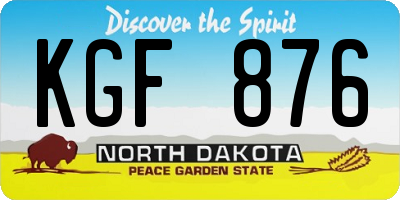 ND license plate KGF876