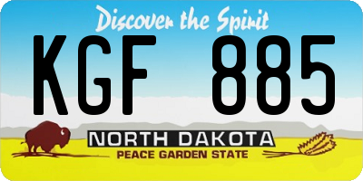 ND license plate KGF885