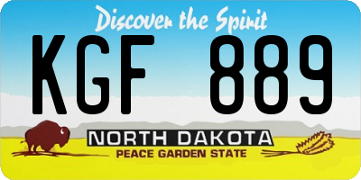 ND license plate KGF889