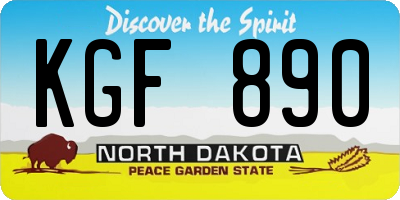ND license plate KGF890