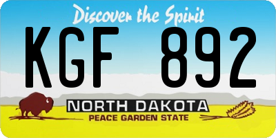 ND license plate KGF892
