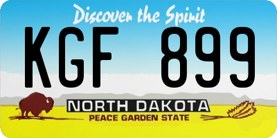 ND license plate KGF899