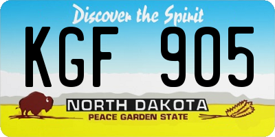 ND license plate KGF905