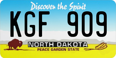 ND license plate KGF909