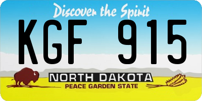 ND license plate KGF915