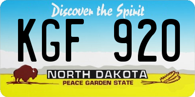ND license plate KGF920