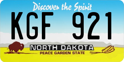 ND license plate KGF921