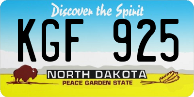 ND license plate KGF925