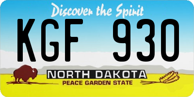ND license plate KGF930