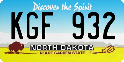 ND license plate KGF932