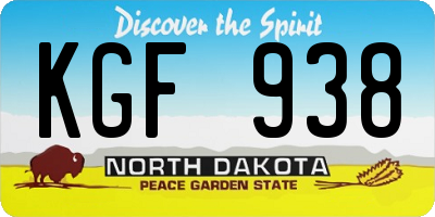 ND license plate KGF938