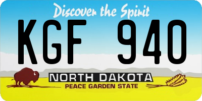 ND license plate KGF940