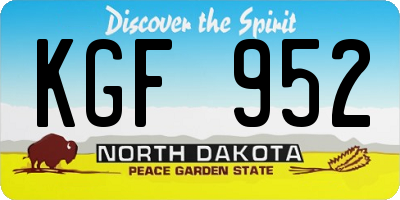 ND license plate KGF952