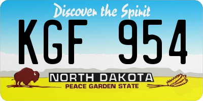ND license plate KGF954