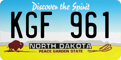 ND license plate KGF961