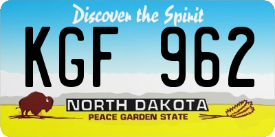 ND license plate KGF962