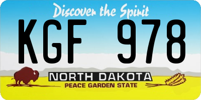 ND license plate KGF978