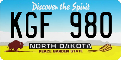 ND license plate KGF980