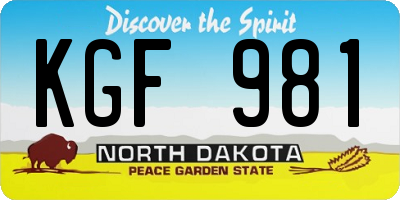ND license plate KGF981