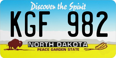 ND license plate KGF982