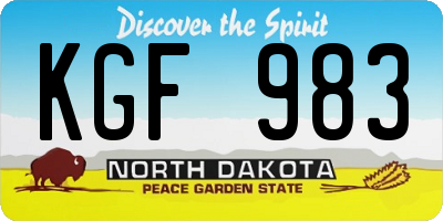ND license plate KGF983