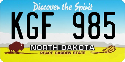 ND license plate KGF985
