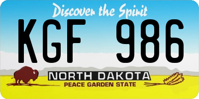 ND license plate KGF986