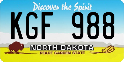 ND license plate KGF988