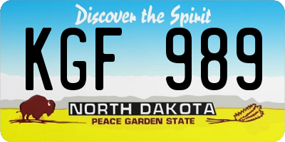 ND license plate KGF989