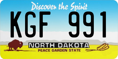 ND license plate KGF991