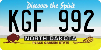 ND license plate KGF992