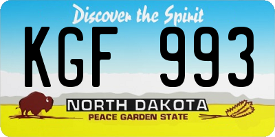 ND license plate KGF993