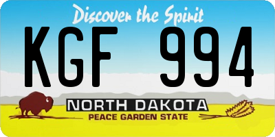 ND license plate KGF994